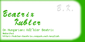 beatrix kubler business card